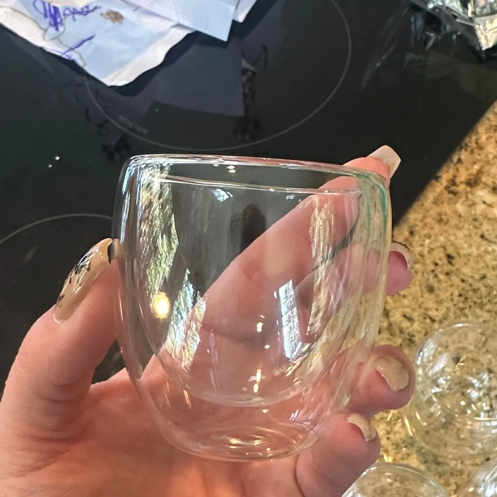 Crate&Barrel Clear Double-Walled Glass Cups